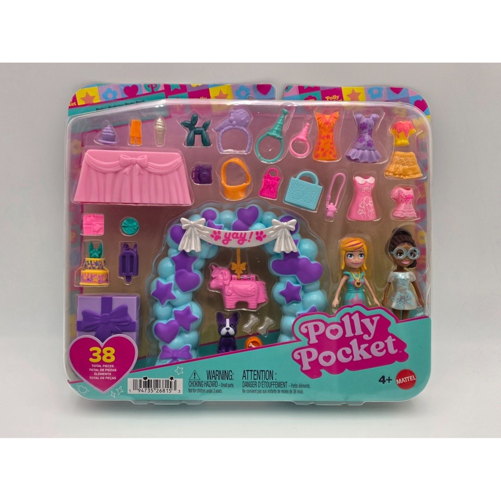 POLLY POCKET Birthday Party Pack 38 pcs Figures + Accessories